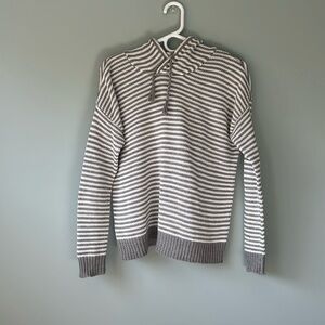 RD Style hooded gray and white stripe sweater. Stitch Fix